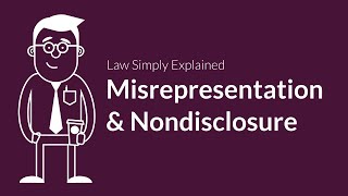 Misrepresentation and Nondisclosure  Contracts  Defenses amp Excuses [upl. by Deeraf]