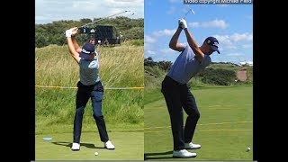 Justin Thomas golf swing  Long Iron faceon amp downtheline July 2017 [upl. by Helali159]