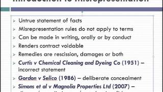 Misrepresentation Lecture 1 of 4 [upl. by Asilav]